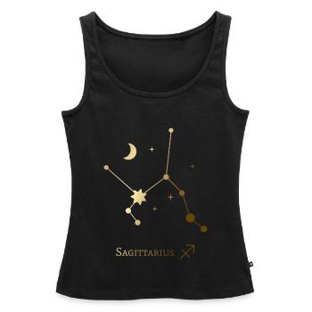 Sagittaire/Sagittaire - Débardeur bio Premium Femme - noir - Devant - AI Model Female 172 light (172cm)
