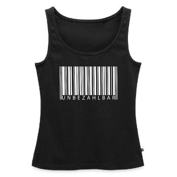 Code-barres inestimable - Débardeur bio Premium Femme - noir - Devant - AI Model Female 172 light (172cm)
