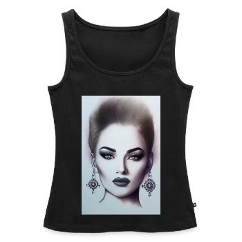 Femme avec des bijoux - Débardeur bio Premium Femme - noir - Devant - AI Model Female 172 light (172cm)