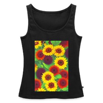 Tournesols - Débardeur bio Premium Femme - noir - Devant - AI Model Female 172 light (172cm)