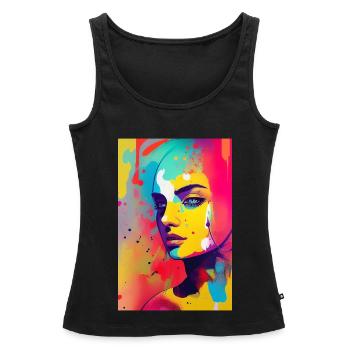Art abstrait - Débardeur bio Premium Femme - noir - Devant - AI Model Female 172 light (172cm)