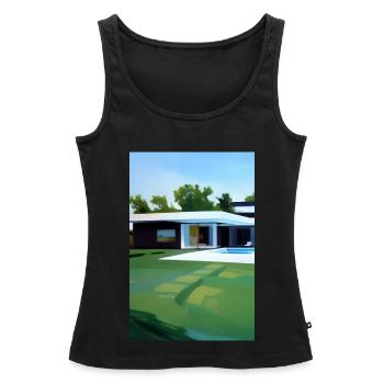 Villa blanche avec piscine - Débardeur bio Premium Femme - noir - Devant - AI Model Female 172 light (172cm)