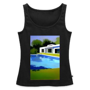 Weiße Villa mit Pool - Frauen Premium Organic Tank Top - Schwarz - Vorne - AI Model Female 172 light (172cm)