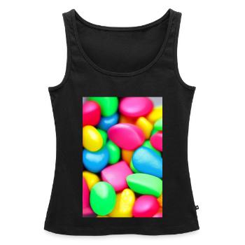 Bonbons - Débardeur bio Premium Femme - noir - Devant - AI Model Female 172 light (172cm)