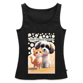 Hund und Katze Tierkinder Beste Freunde für immer - Frauen Premium Organic Tank Top - Schwarz - Vorne - AI Model Female 172 light (172cm)
