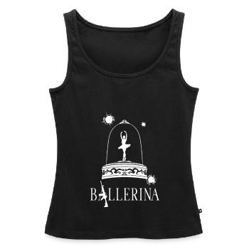 Danseuse dans une grêle de balles – balleuse expressive - Débardeur bio Premium Femme - noir - Devant - AI Model Female 172 light (172cm)