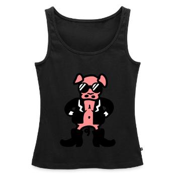 Coole Sau - Frauen Premium Organic Tank Top - Schwarz - Vorne - AI Model Female 172 light (172cm)