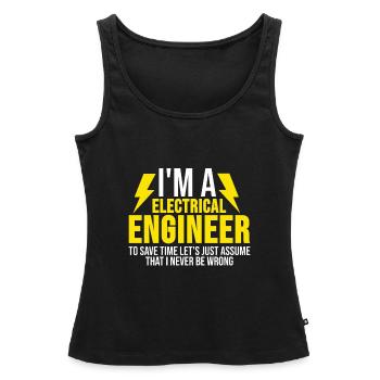 Électrotechnique TShirt techniciens cadeau - Débardeur bio Premium Femme - noir - Devant - AI Model Female 172 light (172cm)