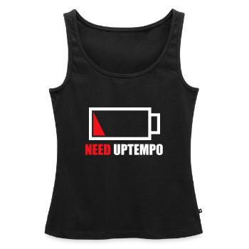 Cadeau Uptempo Techno 200 BPM - Débardeur bio Premium Femme - noir - Devant - AI Model Female 172 light (172cm)