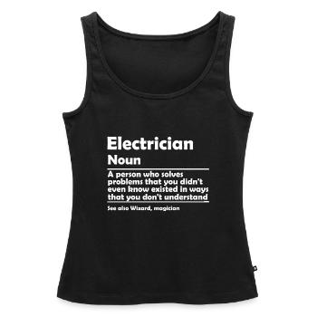 Électricien électricien électricien cadeau - Débardeur bio Premium Femme - noir - Devant - AI Model Female 172 light (172cm)