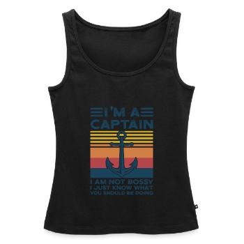 Kapitän Kapitäne Bootfahren Geschenk - Frauen Premium Organic Tank Top - Schwarz - Vorne - AI Model Female 172 light (172cm)