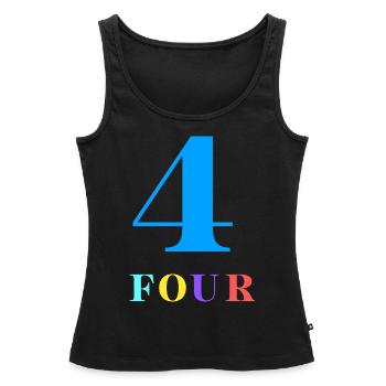 Four-4e anniversaire - Débardeur bio Premium Femme - noir - Devant - AI Model Female 172 light (172cm)