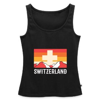 Switzerland - Women’s Premium Organic Tank top - black - Front - AI Model Female 172 light (172cm)