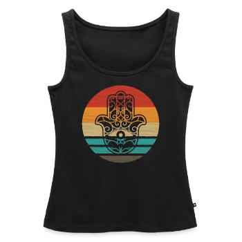 Hamsa Hand der Fatima Retro Style Vintage - Frauen Premium Organic Tank Top - Schwarz - Vorne - AI Model Female 172 light (172cm)