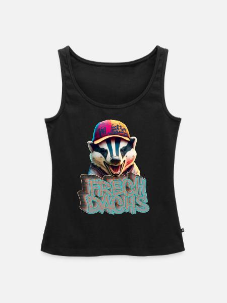 Frechdachs- Frecher Dachs Graffiti Style - Frauen Premium Organic Tank Top - Schwarz