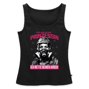 Firefighter Princess T-Shirt - Women’s Premium Organic Tank top - black - Front - AI Model Female 172 light (172cm)