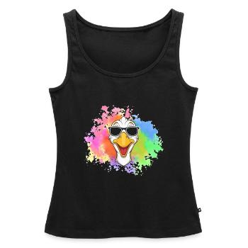 Gans - Frauen Premium Organic Tank Top - Schwarz - Vorne - AI Model Female 172 light (172cm)