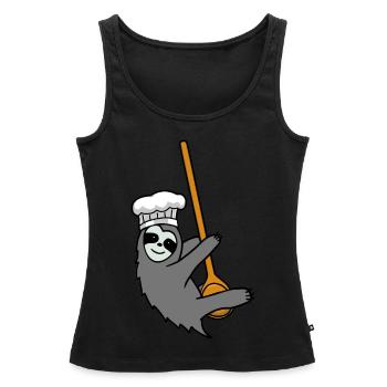 Fleißig Faultier Küche kochen Kochlöffel Hobbykoch - Frauen Premium Organic Tank Top - Schwarz - Vorne - AI Model Female 172 light (172cm)