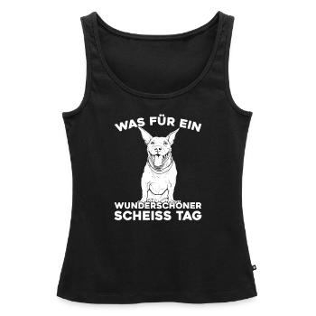 Bull Terriers, please keep your mouth shut - Women’s Premium Organic Tank top - black - Front - AI Model Female 172 light (172cm)