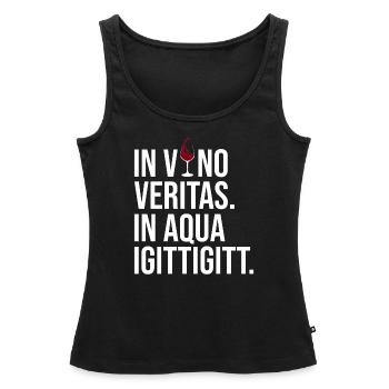 In Vino Veritas dans Aqua Igittigitt vin drôle - Débardeur bio Premium Femme - noir - Devant - AI Model Female 172 light (172cm)