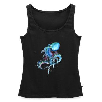 kraake oktopus tentakal illu fisch tintenfisch ora - Débardeur bio Premium Femme - noir - Devant - AI Model Female 172 light (172cm)