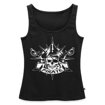 Pirat Piratenkopf Freibeuter Augenklappe Geschenk - Frauen Premium Organic Tank Top - Schwarz - Vorne - AI Model Female 172 light (172cm)