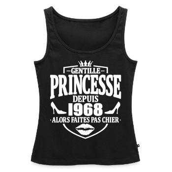 Princesse depuis 1968 - Débardeur bio Premium Femme - noir - Devant - AI Model Female 172 light (172cm)