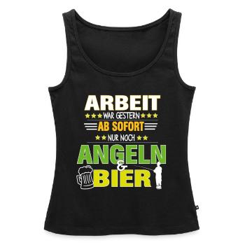 Retraité pêcheur pêcheur à la pêche et bière - Débardeur bio Premium Femme - noir - Devant - AI Model Female 172 light (172cm)