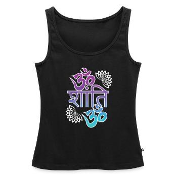 "Om Shanti om" - Frauen Premium Organic Tank Top - Schwarz - Vorne - AI Model Female 172 light (172cm)