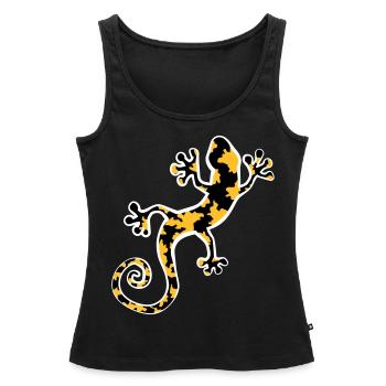 Yellow and black spotted leopard gecko - Women’s Premium Organic Tank top - black - Front - AI Model Female 172 light (172cm)
