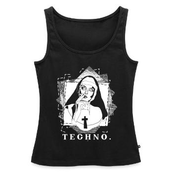 Religion techno - Débardeur bio Premium Femme - noir - Devant - AI Model Female 172 light (172cm)