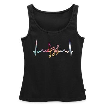 J’aime la musique Heartbeat - Débardeur bio Premium Femme - noir - Devant - AI Model Female 172 light (172cm)