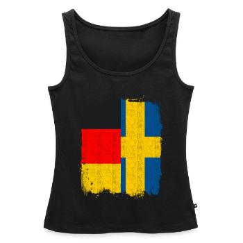 German Swedish Flag - Women’s Premium Organic Tank top - black - Front - AI Model Female 172 light (172cm)