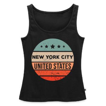 New York NY - Débardeur bio Premium Femme - noir - Devant - AI Model Female 172 light (172cm)