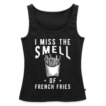 Frites de frites drôles - Débardeur bio Premium Femme - noir - Devant - AI Model Female 172 light (172cm)