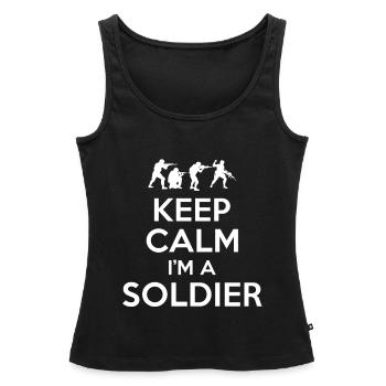 Soldat cadeau - Débardeur bio Premium Femme - noir - Devant - AI Model Female 172 light (172cm)