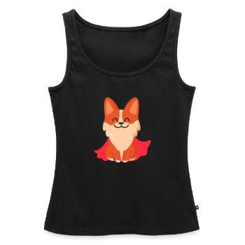 Corgi chien superhéros - Débardeur bio Premium Femme - noir - Devant - AI Model Female 172 light (172cm)