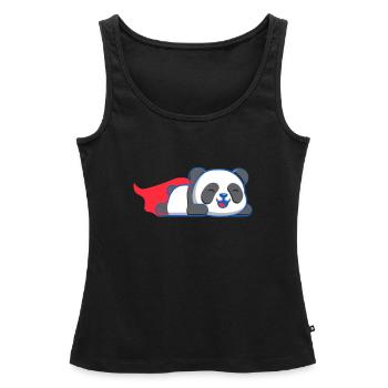 Panda Superhéros - Débardeur bio Premium Femme - noir - Devant - AI Model Female 172 light (172cm)