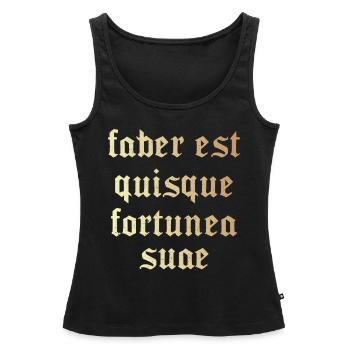 Faber est quisque fortunae suae - Débardeur bio Premium Femme - noir - Devant - AI Model Female 172 light (172cm)