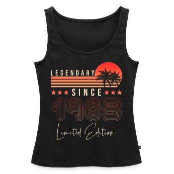 Legendary since 1983 - Women’s Premium Organic Tank top - black - Front - AI Model Female 172 light (172cm)