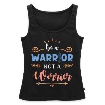 Inspiration Citation Slogan Fighter - Débardeur bio Premium Femme - noir - Devant - AI Model Female 172 light (172cm)