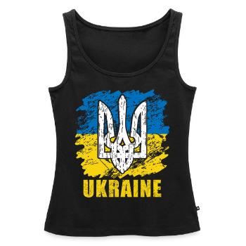 Ukraine - Débardeur bio Premium Femme - noir - Devant - AI Model Female 172 light (172cm)