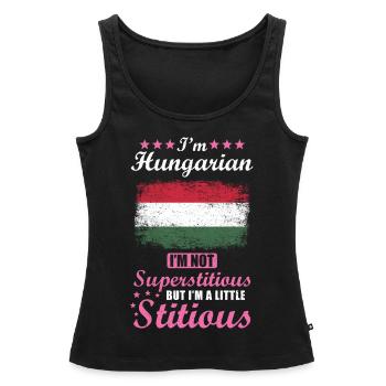 Hongrois Mme Superstitious Stitious - Débardeur bio Premium Femme - noir - Devant - AI Model Female 172 light (172cm)