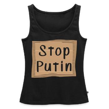 Arrêtez Poutine - Débardeur bio Premium Femme - noir - Devant - AI Model Female 172 light (172cm)