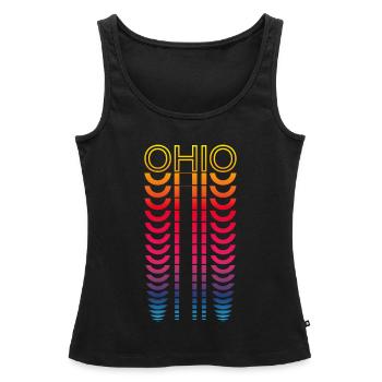 Retro Nostalgic USA State - Rainbow Ohio - Women’s Premium Organic Tank top - black - Front - AI Model Female 172 light (172cm)
