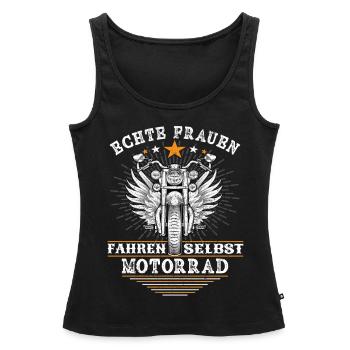 Echte Frauen fahren Motorrad - Bikerin Sprüche - Frauen Premium Organic Tank Top - Schwarz - Vorne - AI Model Female 172 light (172cm)