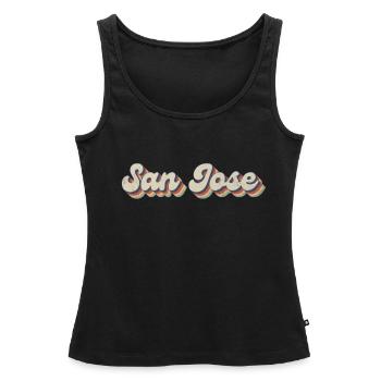 Nostalgisch 70er USA Stadt - Vintage San Jose - Frauen Premium Organic Tank Top - Schwarz - Vorne - AI Model Female 172 light (172cm)