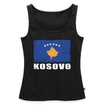 Drapeau du Kosovo Grunge Drapeau du Kosovo - Débardeur bio Premium Femme - noir - Devant - AI Model Female 172 light (172cm)