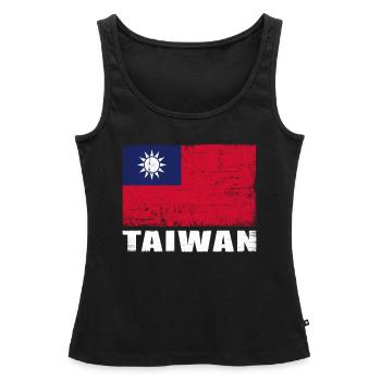 Drapeau de Taïwan Grunge Drapeau de Taïwan - Débardeur bio Premium Femme - noir - Devant - AI Model Female 172 light (172cm)