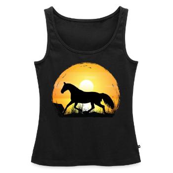 Coucher de soleil - Warmblood Horse - Débardeur bio Premium Femme - noir - Devant - AI Model Female 172 light (172cm)